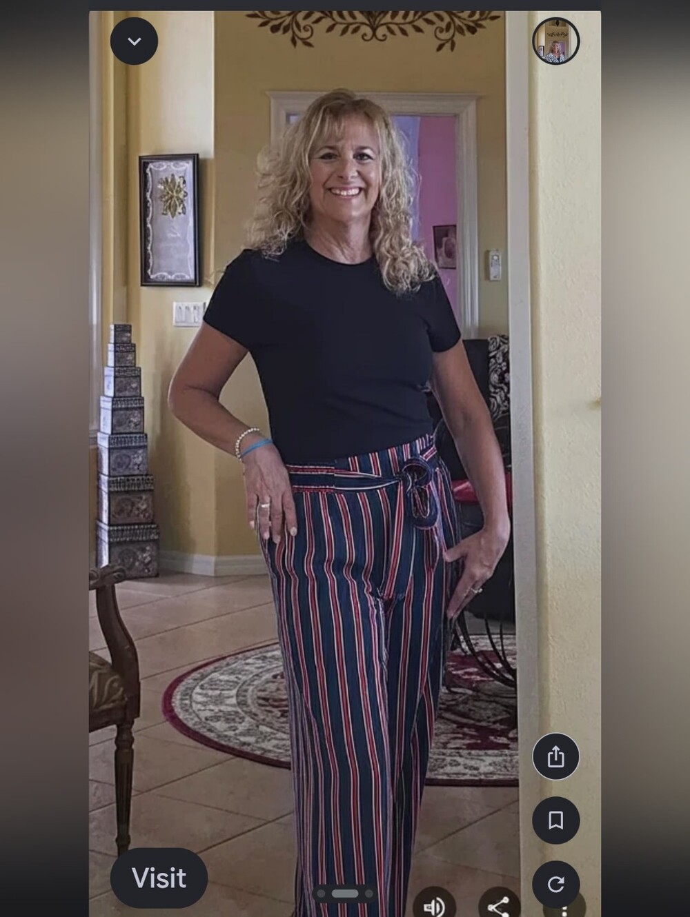 Try This pants, soft, stretchy, red, white, and black tie in the front. …